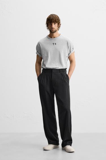 PAINT SPLATTER NUMBER T-SHIRT - Grey marl by Zara - Image 0