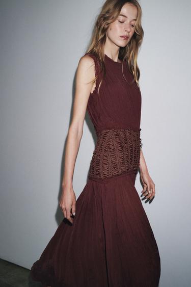 ZW COLLECTION EMBROIDERED WAIST DRESS - Aubergine by Zara