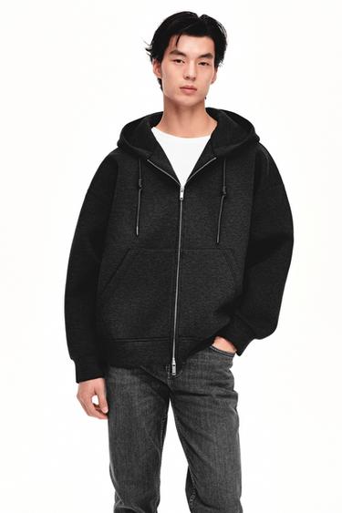NEOPRENE-EFFECT HOODIE - Dark grey by Zara