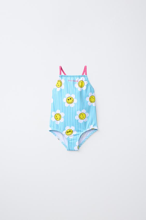 2-6 YEARS/ STRIPED SMILEYWORLD ® SWIMSUIT - Turquoise by Zara - Image 0