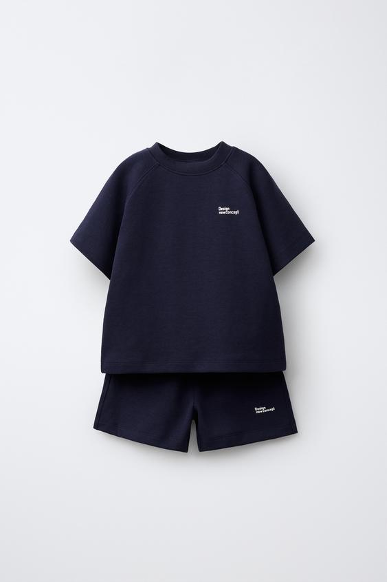 INTERLOCK T-SHIRT AND BERMUDA SHORTS JOGGING SET - Navy blue by Zara - Image 0