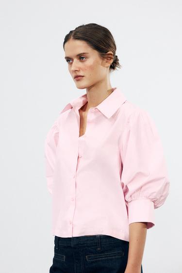 ZW COLLECTION POPLIN SHIRT - Pastel pink by Zara
