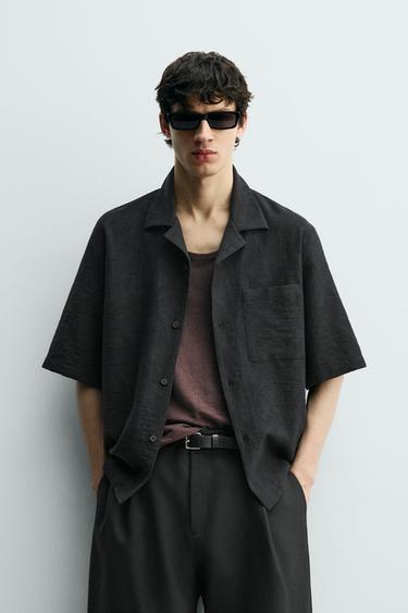 RELAXED FIT JACQUARD SHIRT - Black by Zara