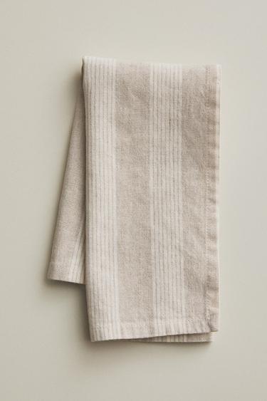 PACK OF STRIPED WASHED LINEN NAPKINS (PACK OF 2) - Beige by Zara