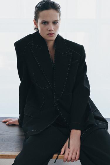 CONTRAST TOPSTITCHING BLAZER ZW COLLECTION LIMITED EDITION - Black by Zara