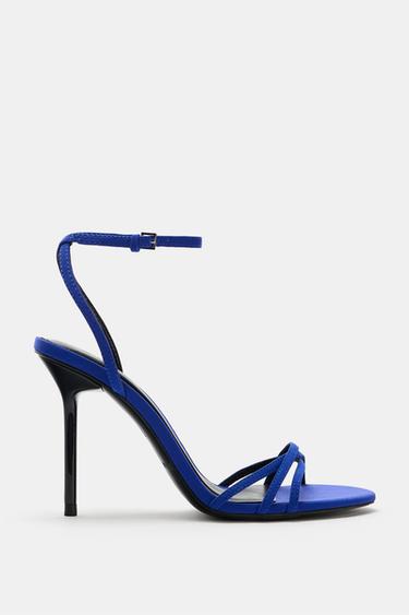 HEELED SANDALS WITH CROSSED STRAPS - Bluish by Zara