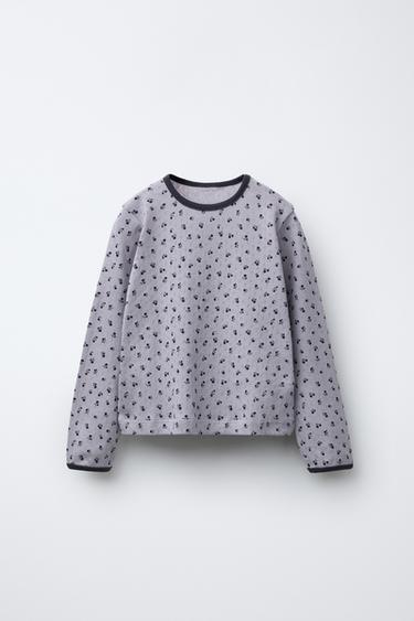FLORAL POINTELLE T-SHIRT - Blue grey by Zara - Image 0