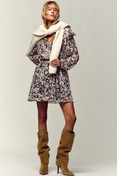 SPLIT SUEDE HEELED BOOTS - Sand Brown by Zara