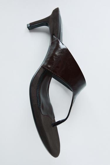 LEATHER STRAP SANDALS - Brown by Zara