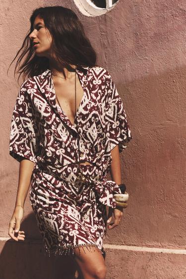 PRINTED SHORT SHIRT - Terracotta by Zara
