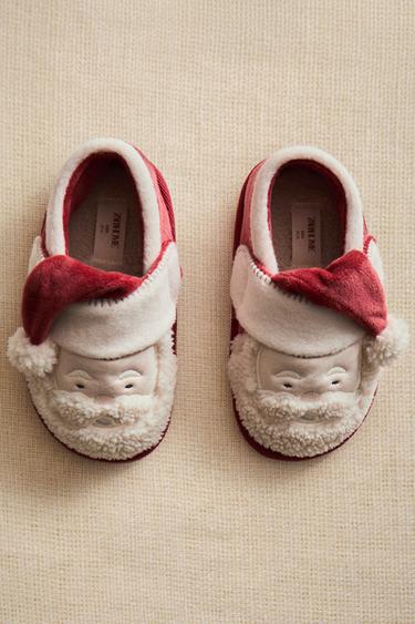 CHILDREN'S FATHER CHRISTMAS SLIPPERS - Red by Zara
