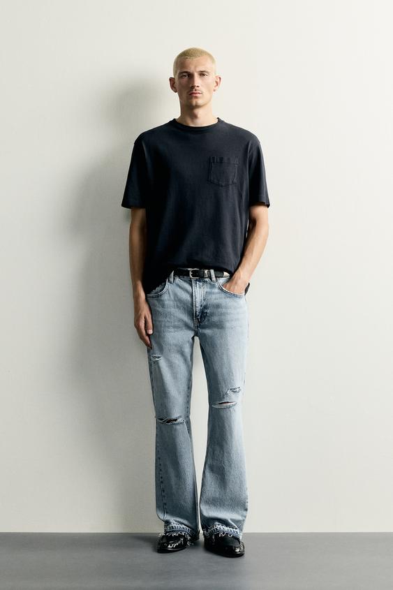 RIPPED FLARE JEANS - Light blue by Zara - Image 0