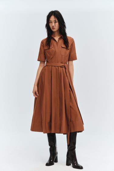 ZW COLLECTION POPLIN SHIRT DRESS - camel by Zara