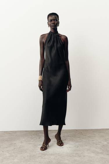 HALTER MIDI DRESS - Black by Zara