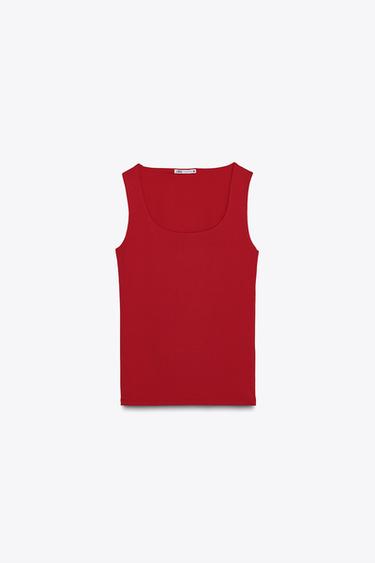 POLYAMIDE TOP WITH WIDE STRAPS - Reddish by Zara