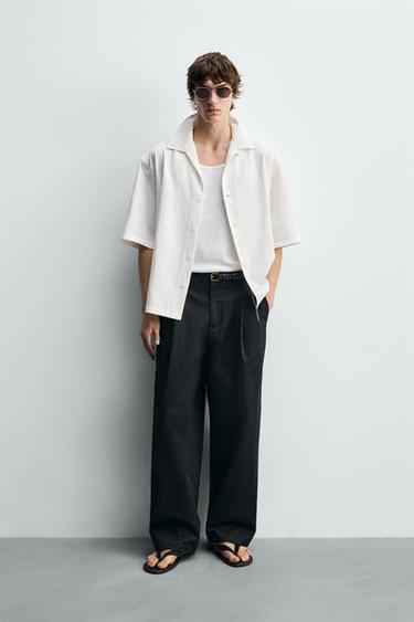 EMBROIDERED JACQUARD SHIRT - Oyster-white by Zara