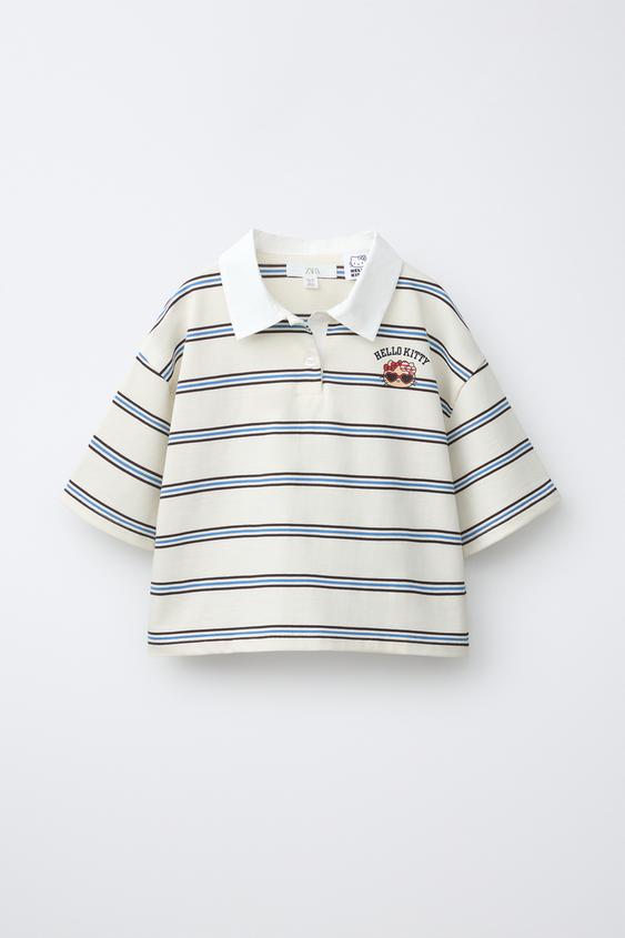 HELLO KITTY © SANRIO STRIPED CROPPED POLO SHIRT - White by Zara - Image 0