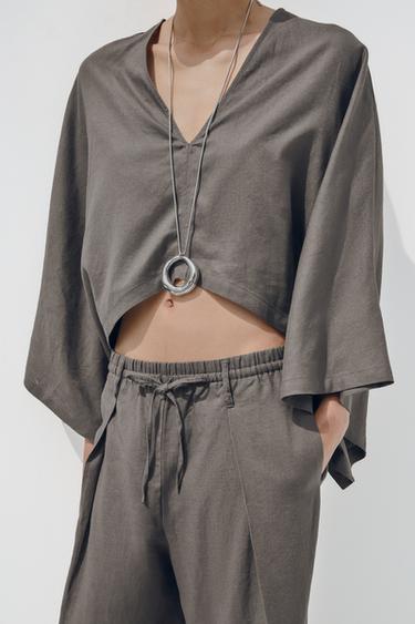 ASYMMETRIC CAPE KIMONO - Dark grey by Zara