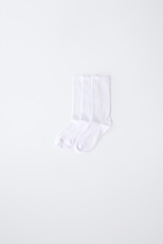 3-PACK OF RIBBED SPORTS CREW SOCKS - White by Zara - Image 0