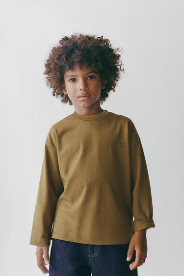 HEAVYWEIGHT EMBROIDERED T-SHIRT - Tans by Zara