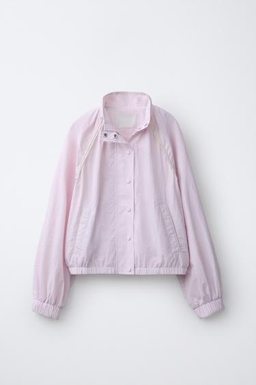 LIGHTWEIGHT NYLON JACKET WITH LACE TRIM - Pink / Lilac by Zara