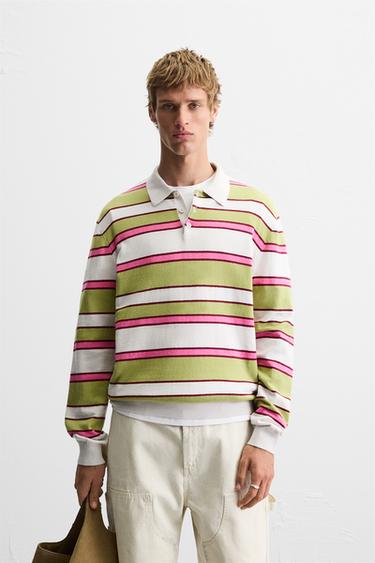 STRIPED KNIT POLO SHIRT - Multicoloured by Zara