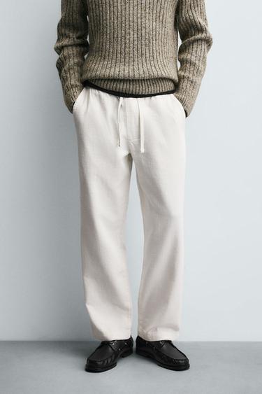 TEXTURED RELAXED FIT TROUSERS - Oyster-white by Zara