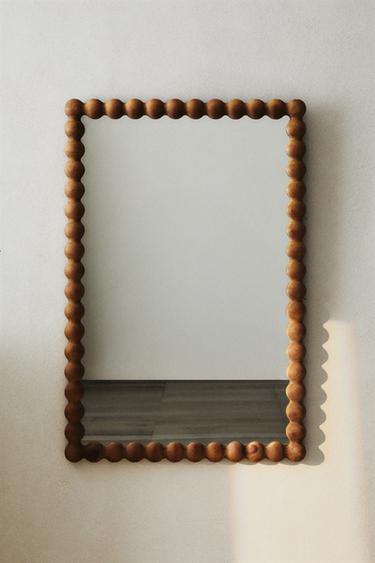 RECTANGULAR WALL MIRROR WITH WOODEN FRAME - Brown by Zara