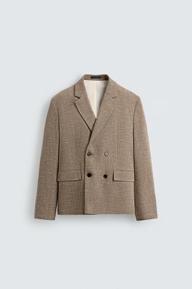 TEXTURED DOUBLE-BREASTED BLAZER - Mid-camel by Zara