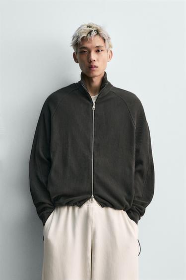 OTTOMAN ZIP-UP JACKET - Dark charcoal grey by Zara