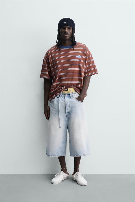 PUKAS SURF X ZARA STRIPED JACQUARD T-SHIRT - Brown Stripes by Zara - Image 0