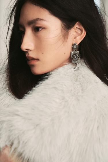 RHINESTONE PIECE EARRINGS - Anthracite grey by Zara