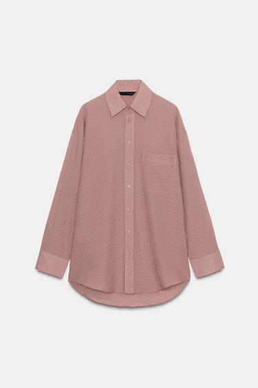 TEXTURED OVERSIZE SHIRT ZW COLLECTION - Pink by Zara