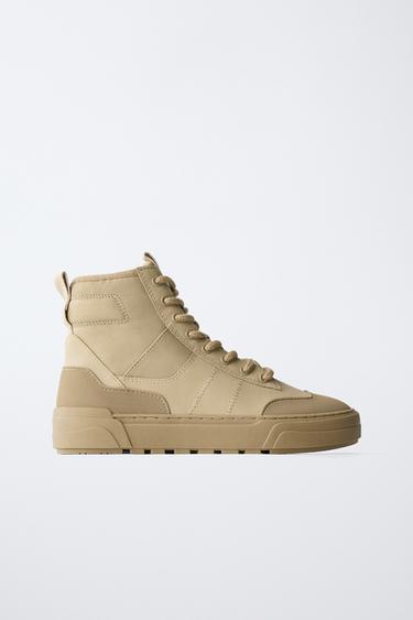 TECHNICAL HIGH-TOP SNEAKERS - Brown by Zara