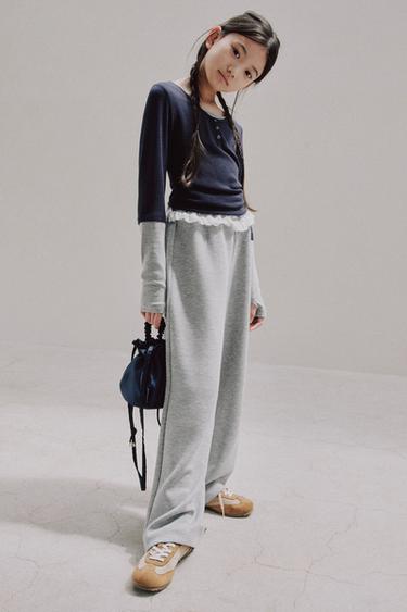 DOUBLE SLEEVE GATHERED T-SHIRT - Blue by Zara