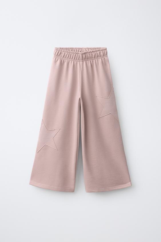 STAR PATCH WIDE-LEG TROUSERS - Pink by Zara - Image 0