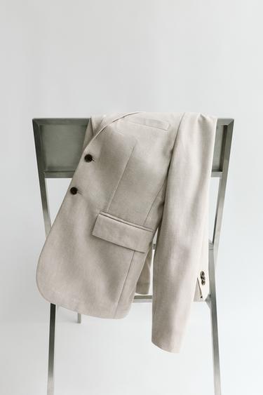 COTTON AND LINEN SUIT BLAZER - Ecru by Zara