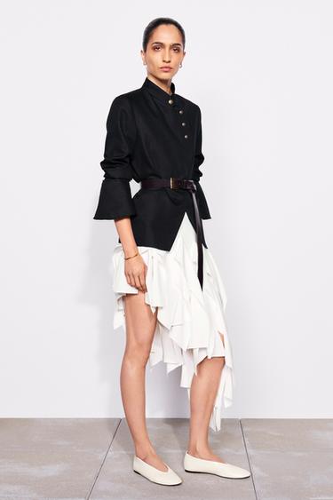 FLAT LEATHER BALLET FLATS - Ecru White by Zara