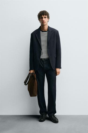 TEXTURED REGULAR FIT BLAZER - Navy blue by Zara - Image 0
