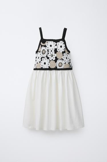 CROCHET KNIT COMBINATION DRESS - Ecru by Zara