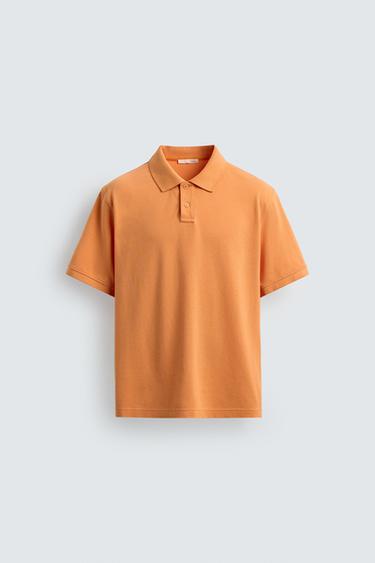 REGULAR FIT PIQUÉ POLO SHIRT - Orange by Zara