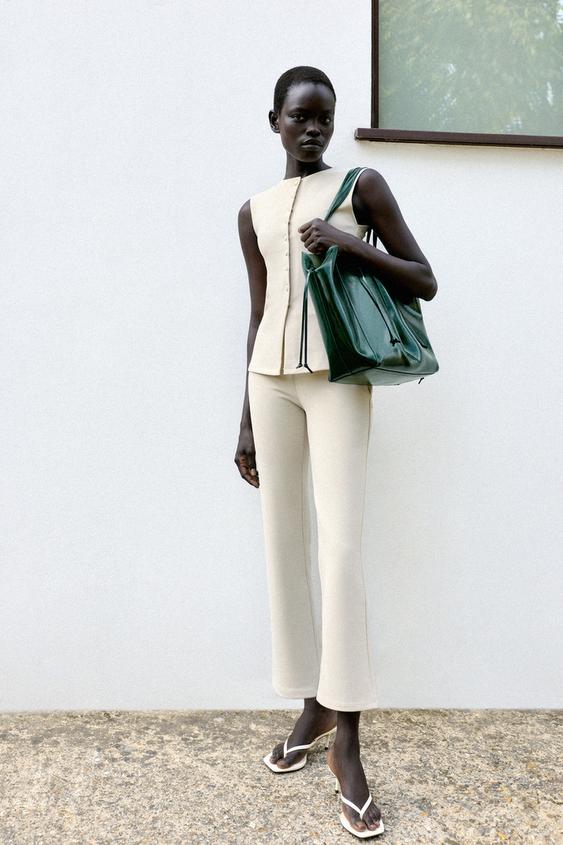 COVERED BUTTON WAISTCOAT - Ecru by Zara - Image 0