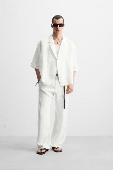 100% LINEN KIMONO SHIRT - White by Zara - Image 0