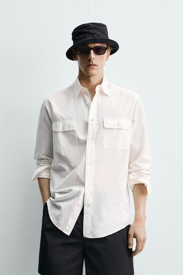 REGULAR FIT FLOWING SHIRT WITH POCKETS AARON LEVINE X ZARA - White by Zara