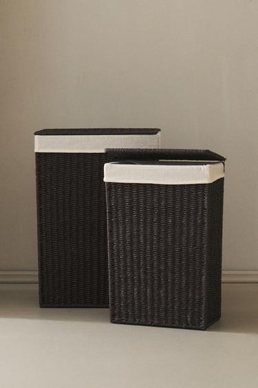 FABRIC-LINED LAUNDRY BASKET - Brown by Zara
