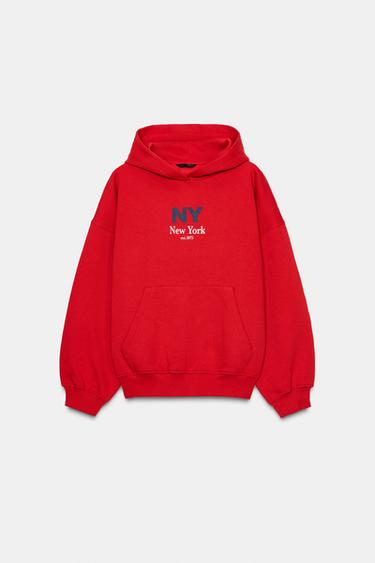 SLOGAN HOODIE - Red by Zara