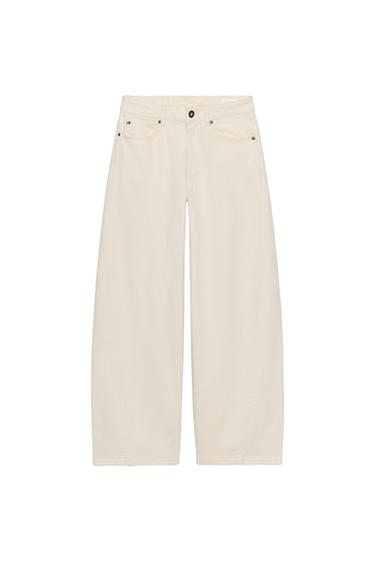 ZW COLLECTION LOOSE BARREL MID-WAIST JEANS - Ecru by Zara