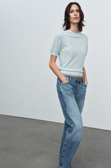 SHORT SLEEVE WOOL BLEND JUMPER - Pastel blue by Zara - Image 0
