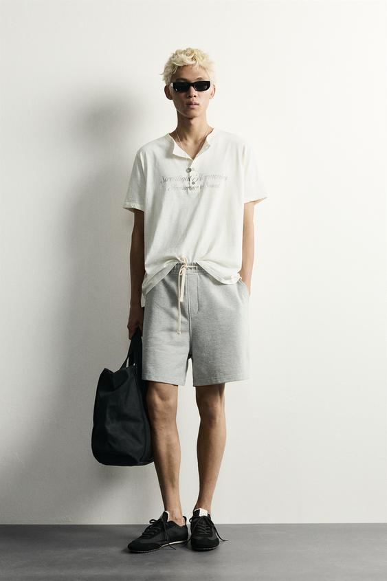 WASHED HENLEY T-SHIRT - Light beige by Zara - Image 0
