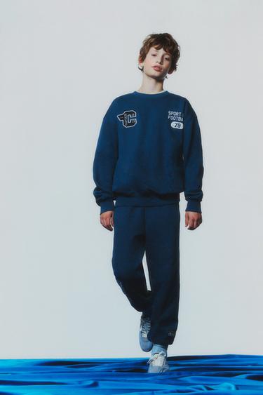 JOGGER TROUSERS WITH TEXT AND LABEL - Bluish by Zara